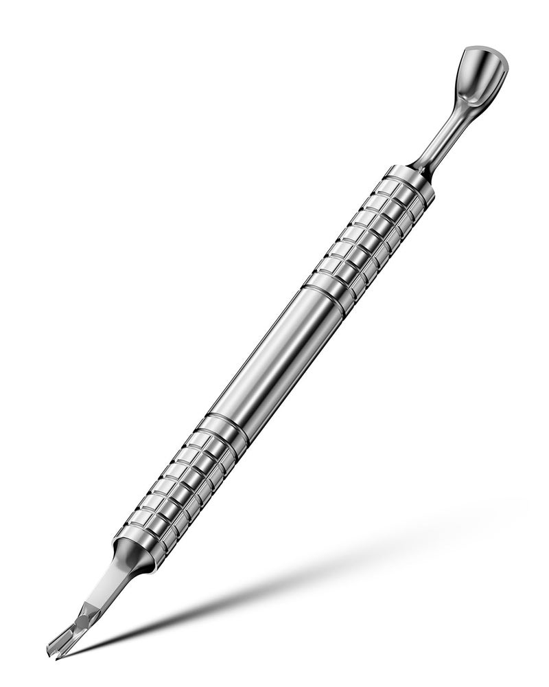 Baluca Professional Cuticle Pusher & Trimmer for Women - 2-in-1 Nail Cuticle Remover Tool for Perfect Manicures & Pedicures, Silver - Image 1